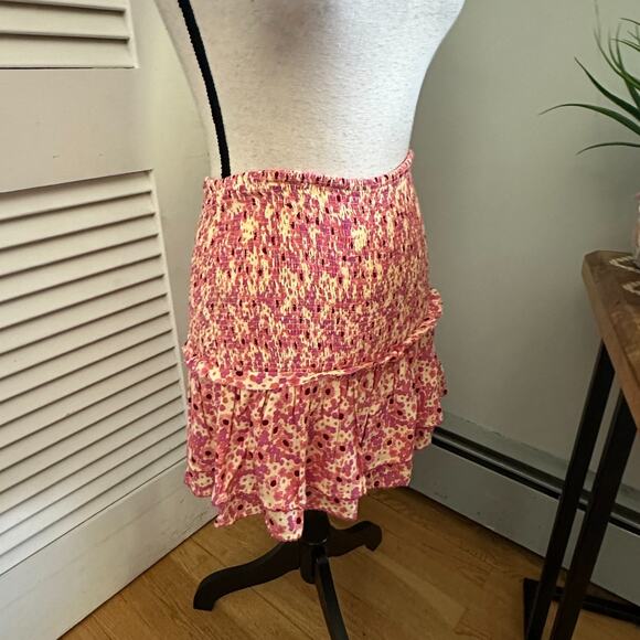 POUPETTE ST BARTH Womens Skirt Small Triny Yellow Gerbera Ditzy Floral Smocked - Picture 4 of 12